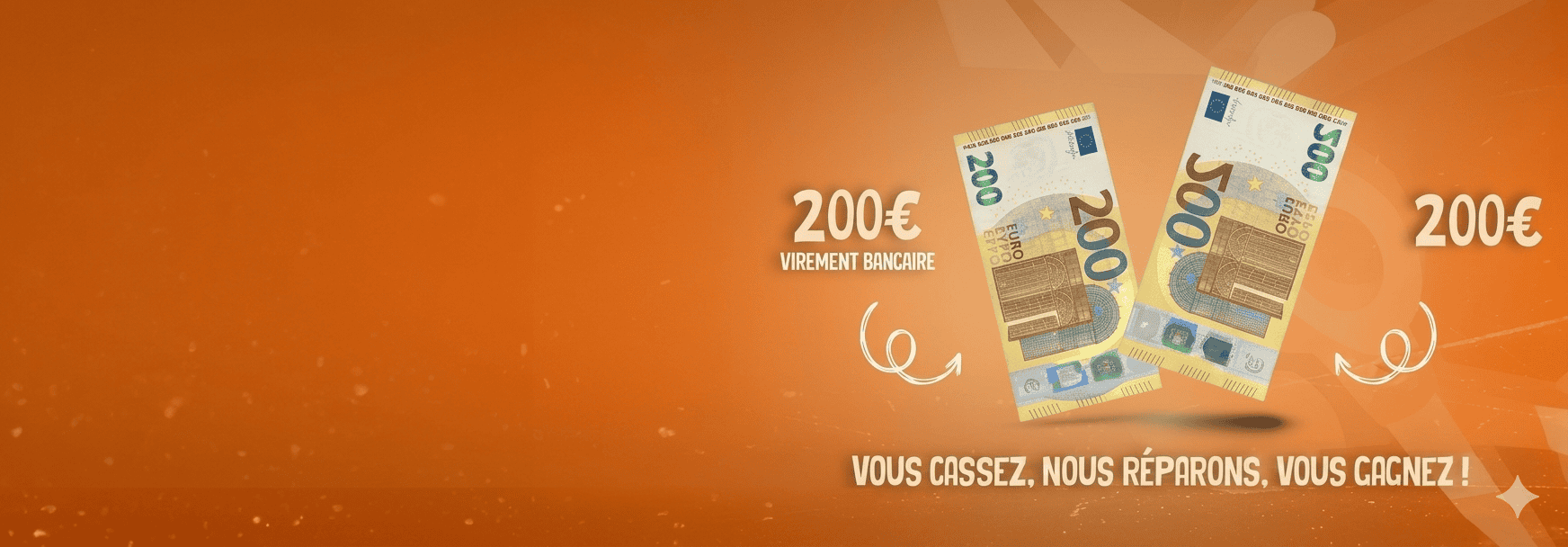 200€ offerts après intervention — billets euros
